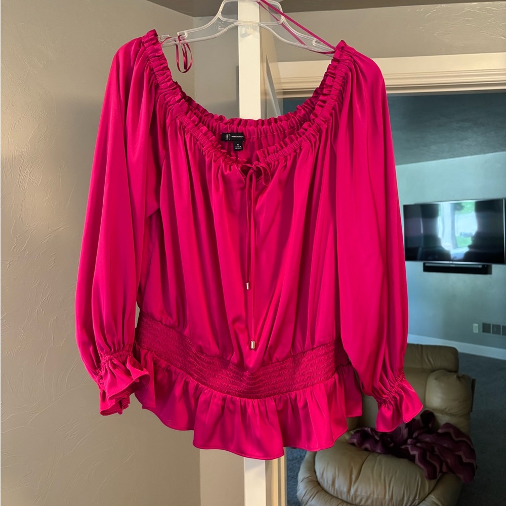 NWOT International Vibrant Pink Blouse